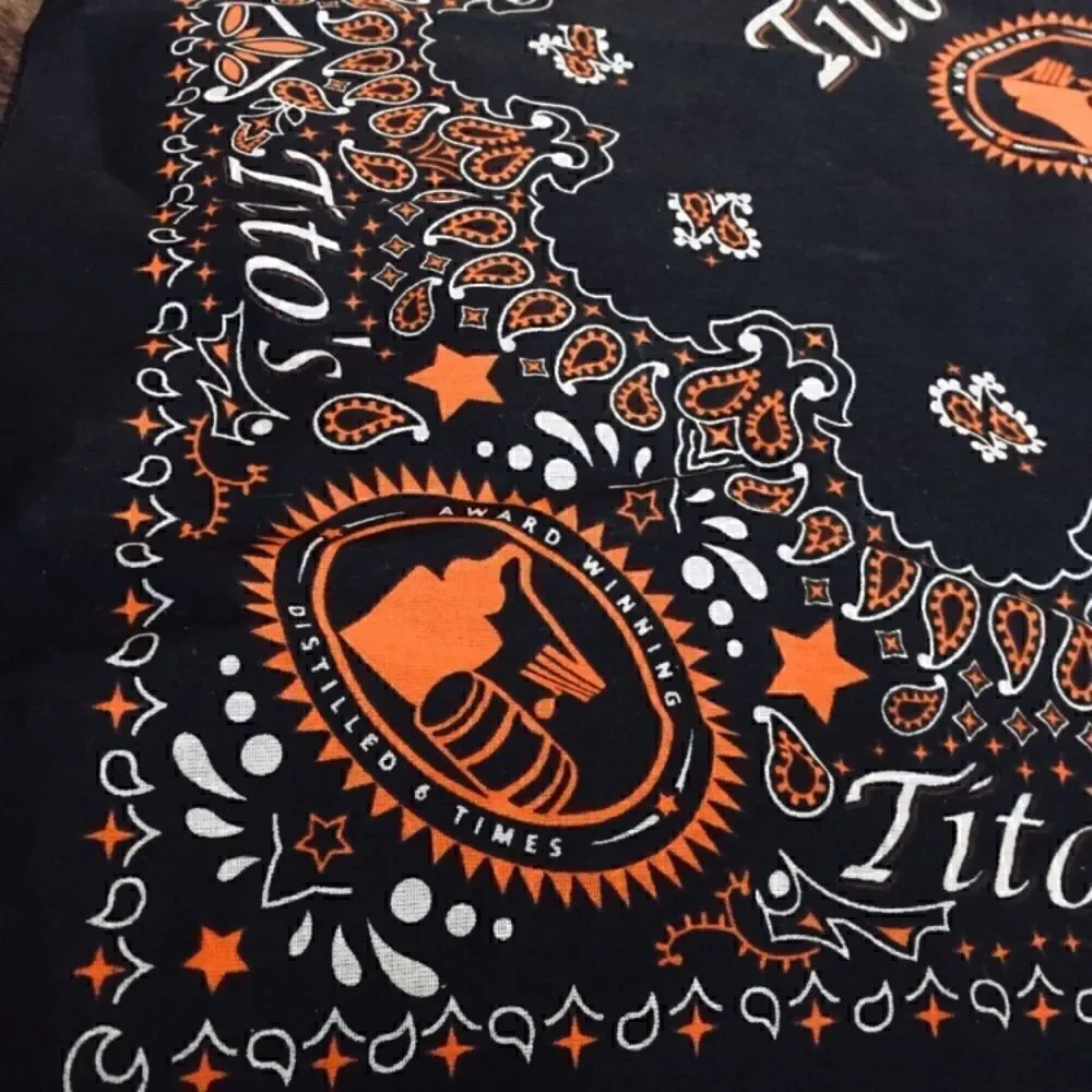 New Tito’s scarf black white orange festival wear